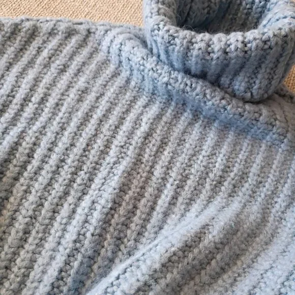 ZARA Light Blue Chunky Knit Turtleneck Sweater | Size S - Picture 8 of 11